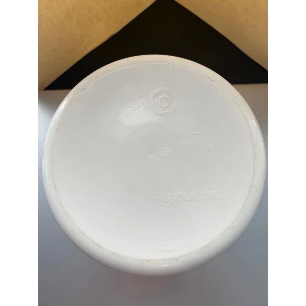Tupperware Round Storage Container White Navy Blue Lid 2703A-1